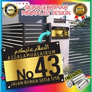 Signage Alamat Rumah Minimalist Design Double Layer Gold Black
