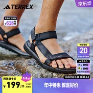 adidas HYDROTERRA魔术贴户外徒步凉鞋男女阿迪达斯TERREX 黑色/灰色 42