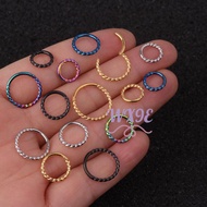 WX9E 1PC 6mm to 12mm 16g Stainless Steel Hinged Segment Clicker Ring Nose Septum Piercing Helix Cart