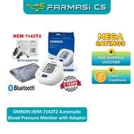 OMRON HEM-7142T2 Automatic Blood Pressure Monitor with Adapter [ 5 Year Warranty Bluetooth ]