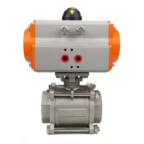 DN8 DN10 DN15 DN20 DN25 DN32 DN40 DN50 Three Piece Pneumatic Ball Valve With High Platform 304 Doubl