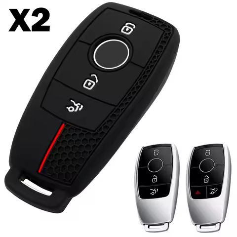 2x Silicone Car Key Fob Cover Case Holder Keychain For Mercedes-Benz EQA EQB EQC GLA GLB GLC GLE GLS