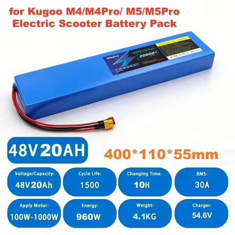 Aleaivy Genuine 48V 10Ah 14Ah 16Ah 20Ah 13S4P 13S5P Li-ion Battery for Kugoo M4 / M4Pro / Max Speed 