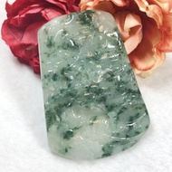 多寶晶石/天然翡翠A貨山水牌吊墜/仁者無敵/飄花山水牌/附證書