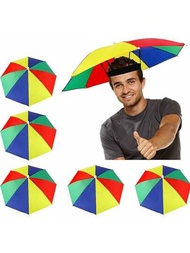 1 pieza Sombrero tipo paraguas de arcoíris, sombrero para pesca y playa, cinta para la cabeza