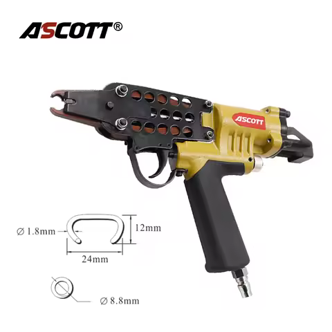 ASCOTT Pneumatic C-Type Nailer SC7E Long Pliers 8mm C Ring Stapler for Sofa Fencing Cage Gun Poultry