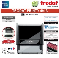 TRODAT Rubber Stamps - T4913 Customized Printy + Closing Cap [Office Home] [Up to 6 Text Line] [Ink 