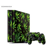 oc Green Leaf Console+Controller Stickers Set Decal Cover Skin for PS4 Pro