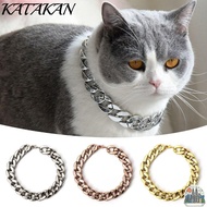 KATAKAN Chain Dog Collar, Adjustable Chain Collar Pet Necklace, Fashion Cat Dog Gold Necklace Gold C