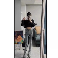 seluar jeans perempuan jeans women seluar bootcut woman High Waist Full-Length Flare Jeans - Blue, S