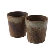 山莊陶器 信樂燒 綠釉散石杯一對 Rk-1