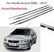 4Pcs สำหรับ Honda Accord 2008 2009 2010 2011 2012 Weatherstrip ขอบยางติดหน้าต่าง Chrome/ภายนอกประตู Trim สายพานซีล/ประตูลูกปัดสำหรับ Accord