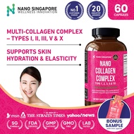 Collagen Complex Nano Collagen Types 1, 2, 3, 5 & 10, Max Collagen, Protein, Vitamin, Support Radian