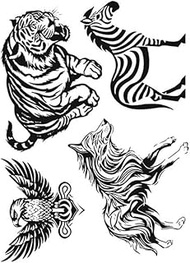 Temporary Tattoo,Tiger, Eagle, Zebra, Wolf - K31,Eagle Tattoos,Water-Resistant,Lasts 1-2 Weeks,Resil