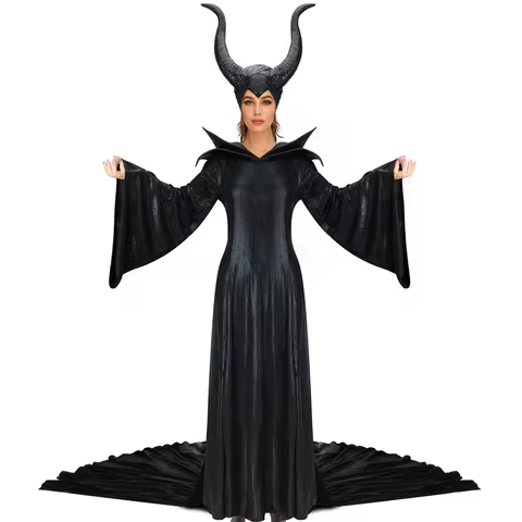 Witch Cosplay Costume Maleficen 2 Mistress of Evil Queen Fancy Dress Hat Black Angelina Jolie Hallow