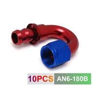 6AN AN6 6-AN 180 Degree SWIVEL OIL/FUEL/GAS LINE HOSE END PUSH-ON MALE FITTING