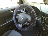 手工黑色針織方向盤套/汽車配件