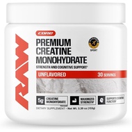 RAW Nutrition Creatine Monohydrate Powder, Unflavored, 30 Servings
