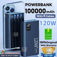 Powerbank 100000mAh 120W Super Fast Charge With 4 Cable Power Bank LED Display Big Battery Fast Char
