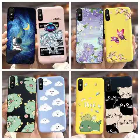For Xiaomi Redmi 9A Case Redmi 9AT Cute Dinosaur Cartoon Cover Soft TPU Phone Case For Xiaomi Redmi 