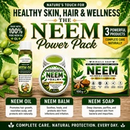Natural Neem Skin Care Set Neem Oil Neem Soap Neem Balm for Healthy Looking Skin Neem Power Pack