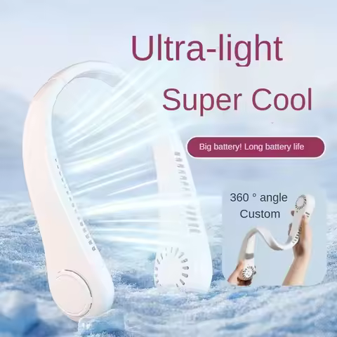 2025 Long endur New Mini Neck Mounted Fan Portable Bladeless Neck Rechargeable Air Cooler 3 Speed Mi