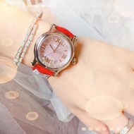 蕭邦 腕錶 happy diamonds系列亮皮錶帶 玫瑰金石英機女表肖邦5鑽7鑽手錶