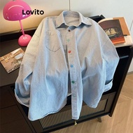 Lovito Casual Blouse Colorblock Blouse for Women LNL70230