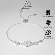Laura Jewelry silver bracelet, Miracle Clover 4-leaf Clover size adjustable drawstring bracelet