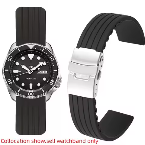 Safety buckle rubber watch strap Men 20 22mm For Seiko PROSPEX SKX007 Water Ghost Abalone Casio MDV-