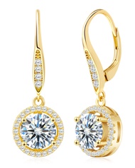 Moissanite Earrings Leverback Earrings for Women 925 Sterling Silver 3ct 4ct Moissanite Diamond Dang