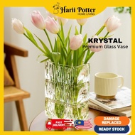 Premium Crystal Vase Flower Glass Clear Vase Pasu Kaca Bunga Hiasan Meja Makan Flower Vase Decoratio