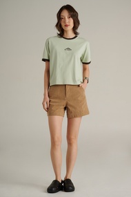 Mc JEANS เสื้อยืดแขนสั้นผู้หญิง ทรงครอป คอกลม สีเขียวอ่อน (The Journey Collection – เดอะ เจอร์นี่) M