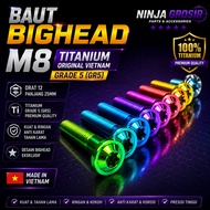 BIGHEAD BOLT M8 THREAD 12 / M10 THREAD 14 / M8X110 M10X110 TITANIUM VIETNAM GRADE 5 1 piece