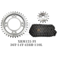 SUNBEN CHAIN AND SPROCKET SET FOR XRM125 FI 428 34T 36T 38T rantai 428 sprocket