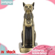 Justgogo 5.9  Metal Egyptian Cat Ancient Bastet Goddess Collectible Figurine for Furnishing Ornaments Desktop Decor
