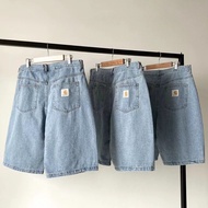 PR3H Carhartt WIP workwear trendy denim shorts casual pants washed old light blue shorts x1