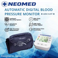 Neomed Digital Blood Pressure Monitor with Intelligent Microchip System for Accurate Blood Pressure Reading, Number/Text-to-Speech Voice Capability, Two User Profile Memory, USB Power Cable and Adaptor, and Tie Pouch (White)