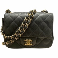 CHANEL 香奈兒 MATELASSE CF 17 方胖子 斜背包 荔枝皮 黑色 金釦