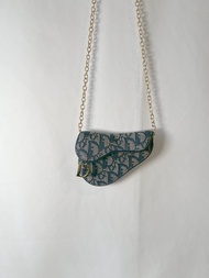 Dior馬鞍老花深藍色手提袋送肩帶側背肩背斜背包 日本vintage