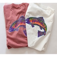 100% Cotton GRAMIC Mountain DTC Fish Leap Printed Short Sleeve Men's T-Shirt