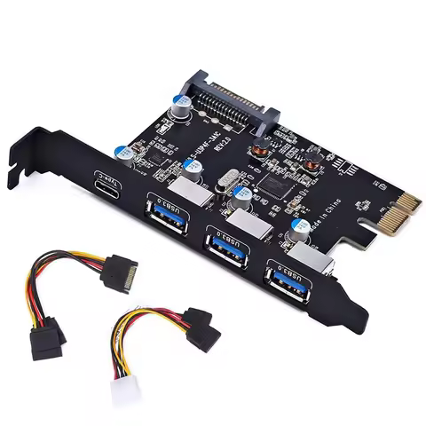 USB 3.0 PCI Express Card Type C 3 Ports USB A PCIe x1 Adapter USB3.0 Expansion Card FL1100 Chip for 
