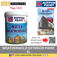 Nippon Weathergold 1L Exterior Wall Paint /Cat Dinding Luar Rumah 1L (Exterior Collection Part 1&2)