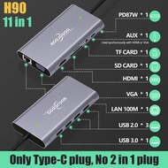 GOOJODOQ 11 In 1 Multi USB C HUB Laptop Dock For Dell HP MacBook Pro Type C Dock HDMI PD 3.0 USB RJ4