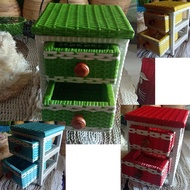 Meja Laci Multifungsi Lemari 2 Susun Laci Rotan Rak Nakas 2 Laci Meja Lemari Pakaian Rak Kosmetik La