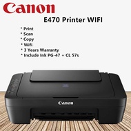 Canon Pixma E470 Hitam & kelabu / E470 Wi-Fi All In One Colour Inkjet Printer (Color Random)