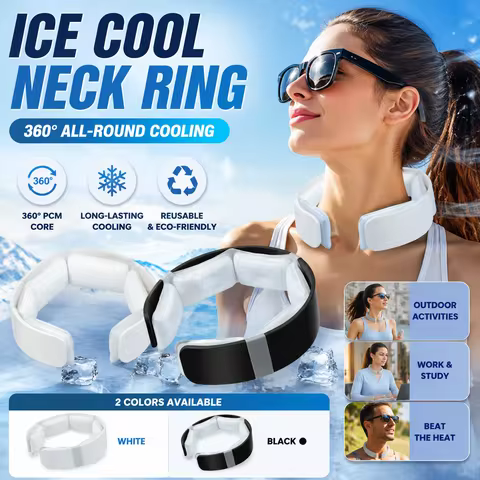 PCM Ice Cool Neck Ring 360° All-Round Cooling Reusable Summer Cold Neck Wrap Long Lasting Cool Neck 