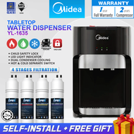 MIDEA Water Dispenser Tabletop Hot Warm Cold Penapis Air 3 Suhu 1635 - 4 Stages Antibacterial Filter