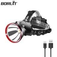 BORUiT Powerful LED Headlamp USB Rechargeable 18650 Waterproof Headlight