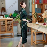 Fashion Retro Chinese Style Improved Cheongsam Elegant Slim Dress For Women Y69S
